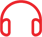 A red headphones is on the green background