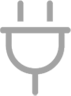 A gray electric plug with the symbol for power on it.