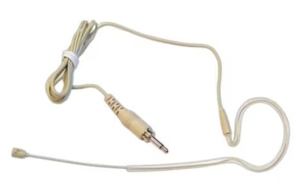 A white cord with a microphone and ear buds.