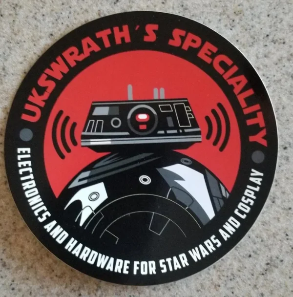 A sticker of the back of a star wars speaker.